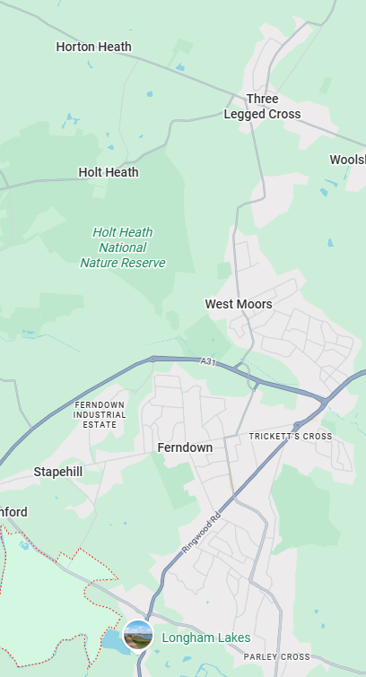Map showing our Ferndown service area